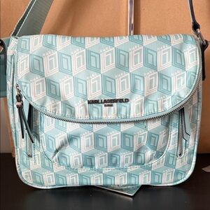 Karl Lagerfeld Cara messengerAqua Chantel Logo Print Crossbody Bag